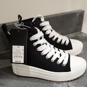 art class Black and White High-Top Platform Sneakers for Kids